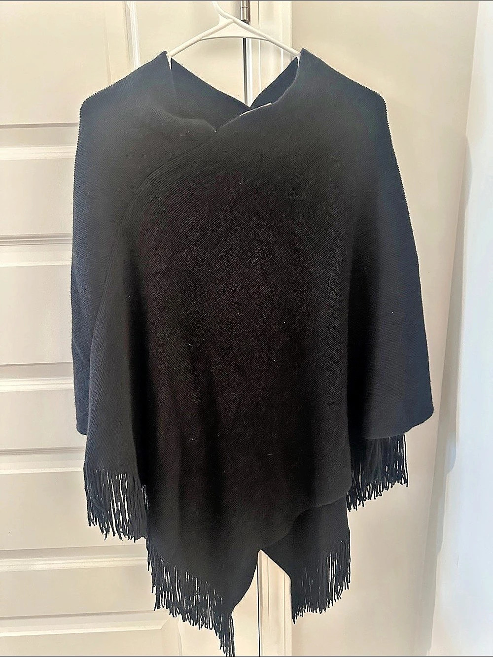 LOFT Black Fringe Poncho Like New